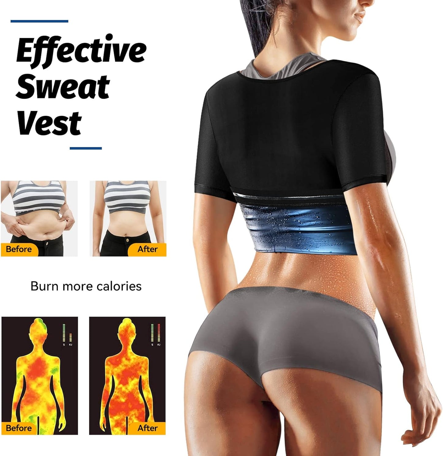Sauna Suit for Women Weight Loss Sauna Shirt for Women Sweat Suit Waist Trainer Vest Fitness Body Shaper Zipper